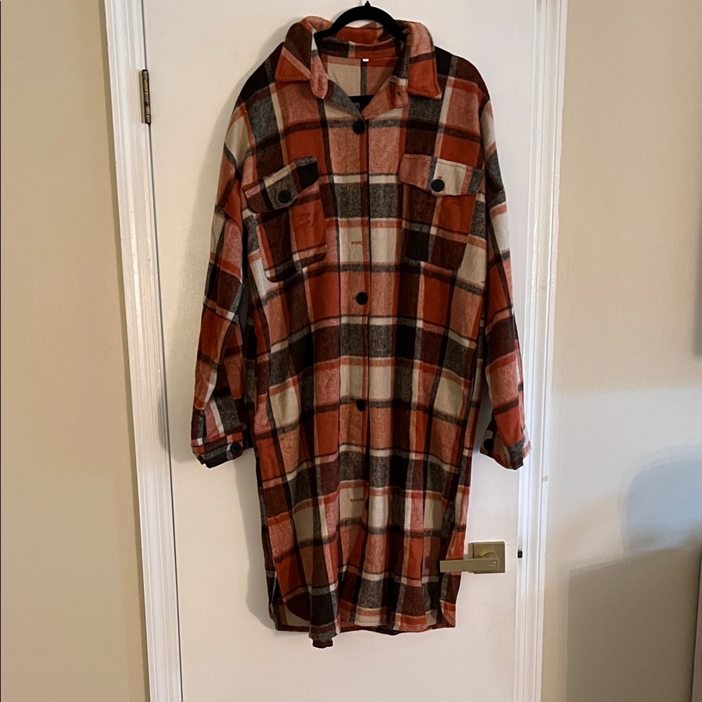 Plaid Button-Up Coat